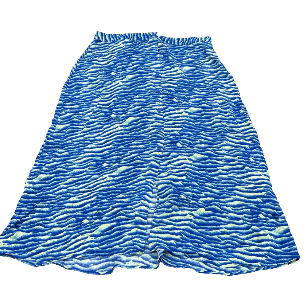 Whistles Womens Sz 14 Blue Seafoam Button Front Maxi Skirt Zebra Print Flowy NWT